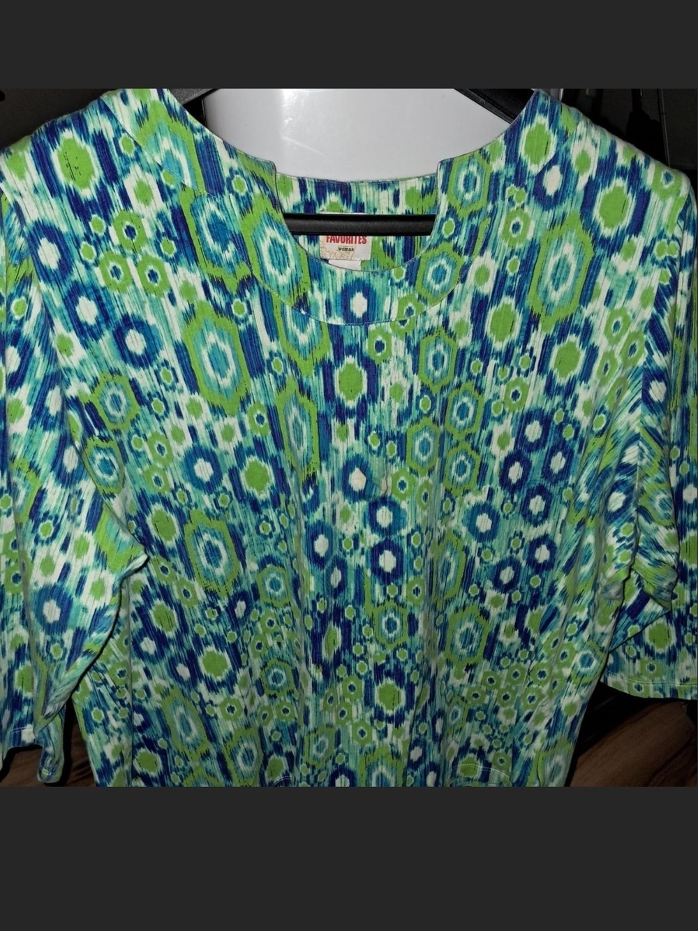 Ruby Rd. Blue and Green Geometric Pullover Tunic